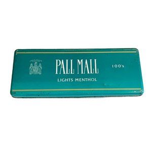 Empty Vintage Pall Mall Lights Menthol 100’s Green Storage Tin